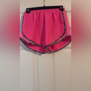 Nike Women's Hot Pink Running Shorts with Black-and-White Animal Trim